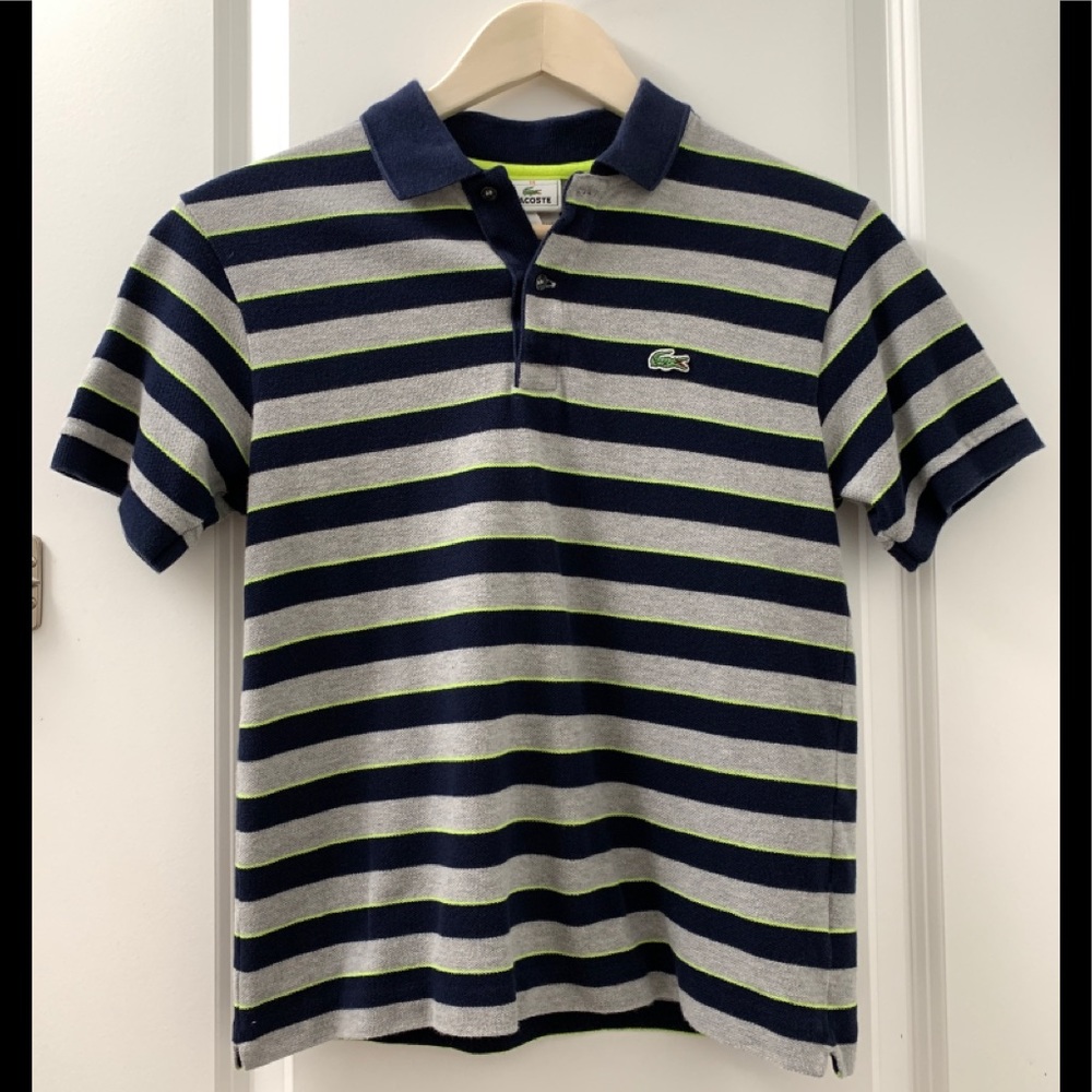 Authentic Lacoste Kids Pique Stripe Polo Shirt